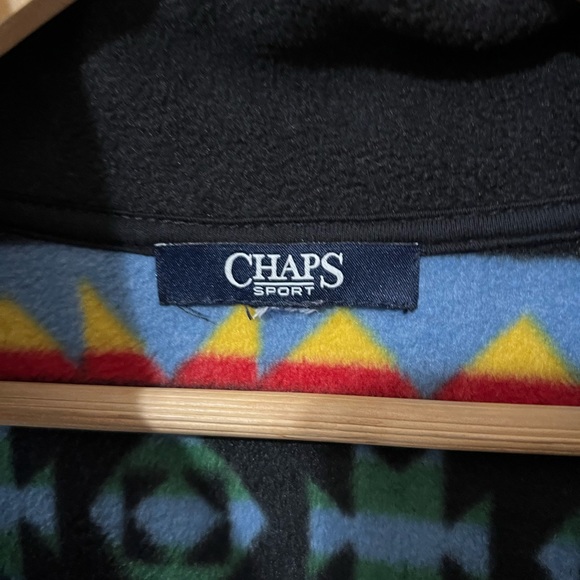 Chaps Fleece Zip Southwestern Look Black With Colorful Print Design Size 3X - Picture 3 of 7